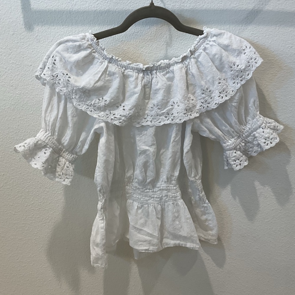 Universal Thread White Eyelet Peasant Blouse Xs R… - image 5